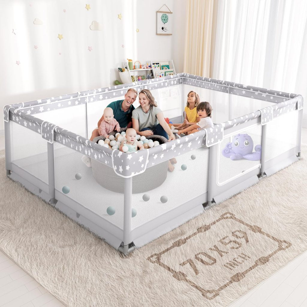 Corralito grande para bebés y niños pequeños, corralito de 74 x 50 pulgadas