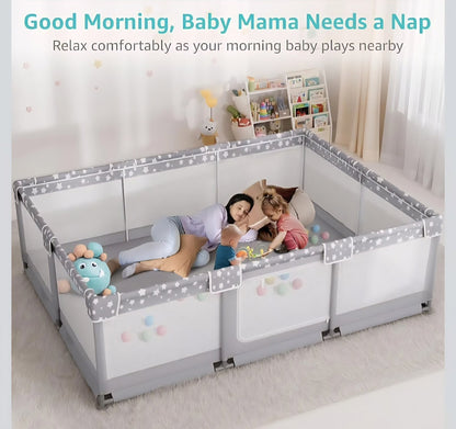 Corralito grande para bebés y niños pequeños, corralito de 74 x 50 pulgadas