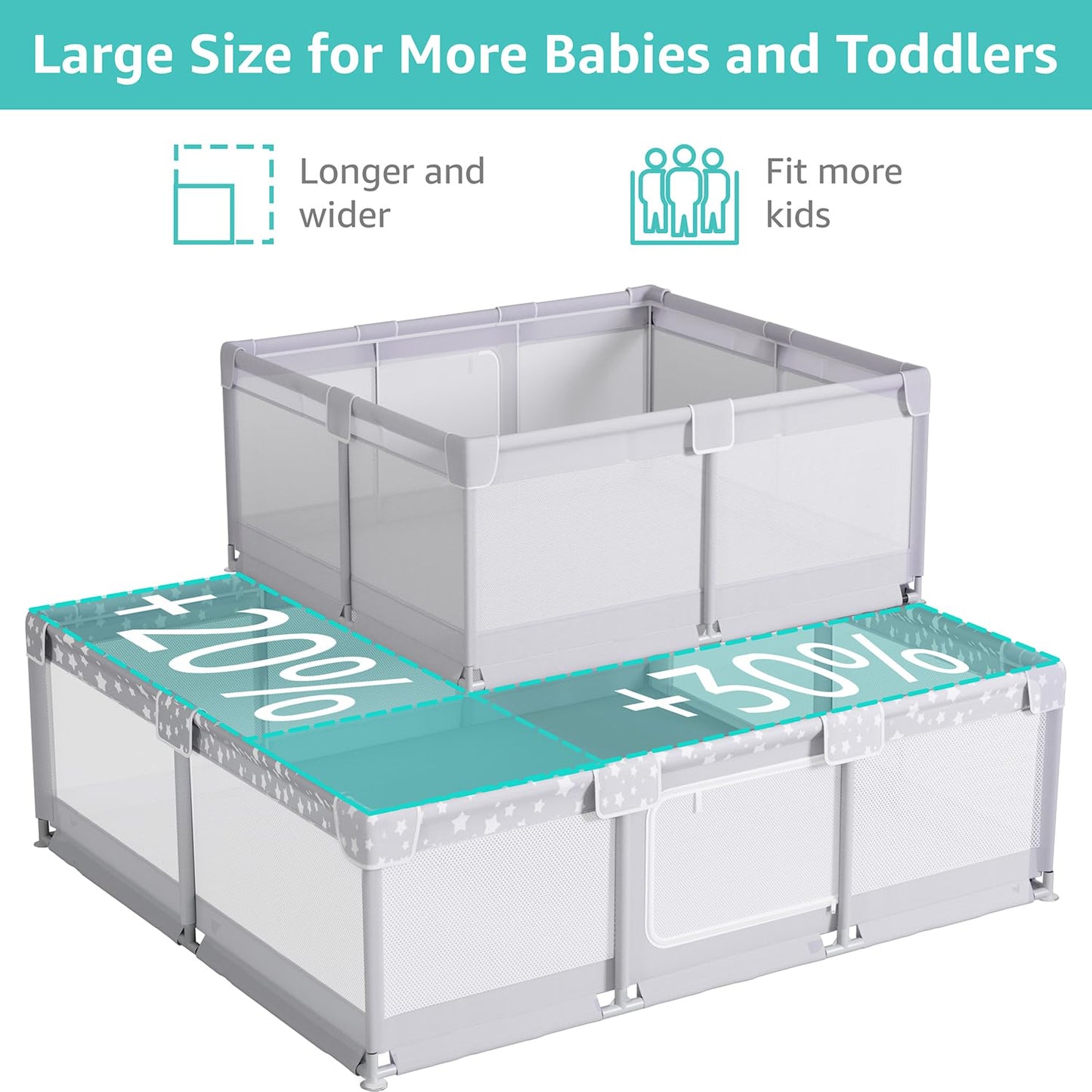Corralito grande para bebés y niños pequeños, corralito de 74 x 50 pulgadas