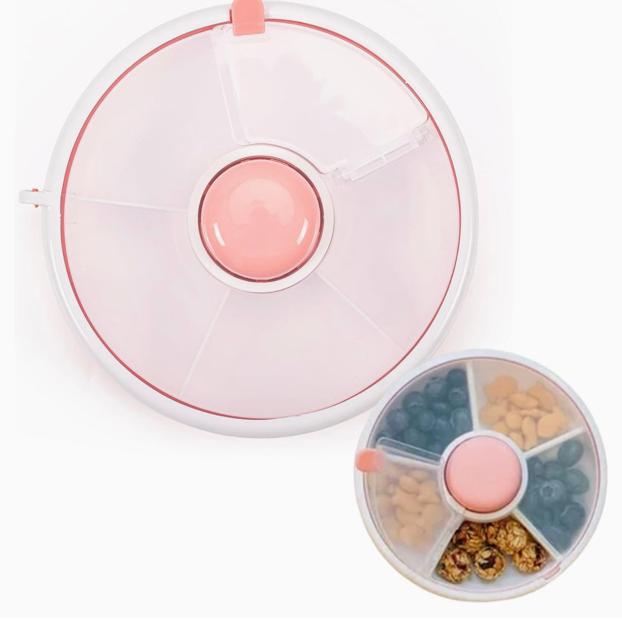 Contenedor portátil para almacenar alimentos con 5 compartimentos rosado