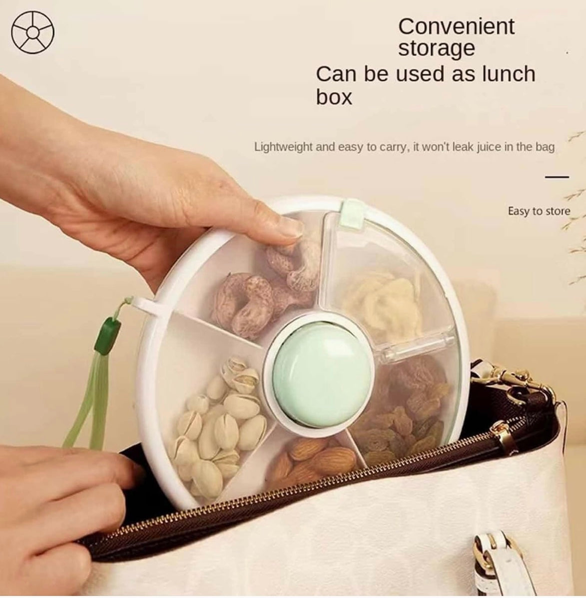 Contenedor portátil para almacenar alimentos con 5 compartimentos rosado