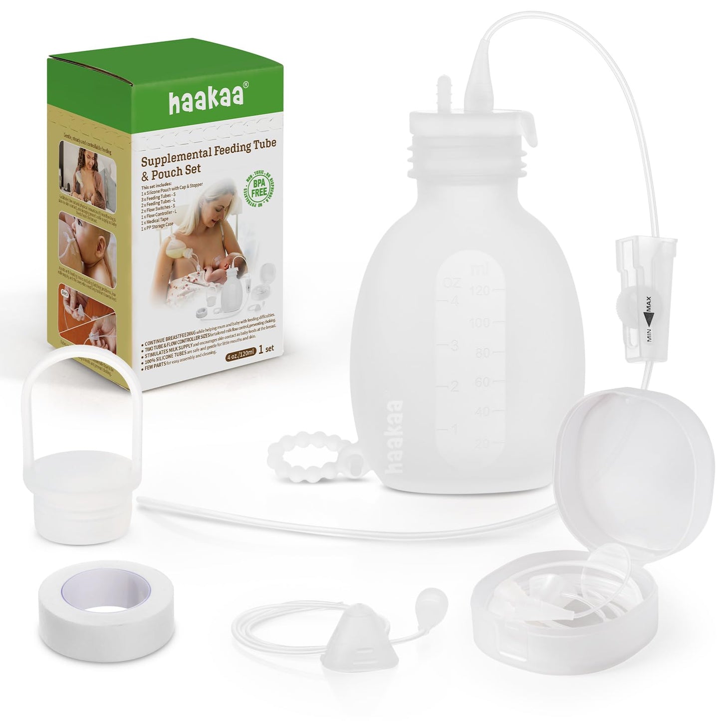 haakaa Juego de tubo y bolsa de alimentación suplementaria
