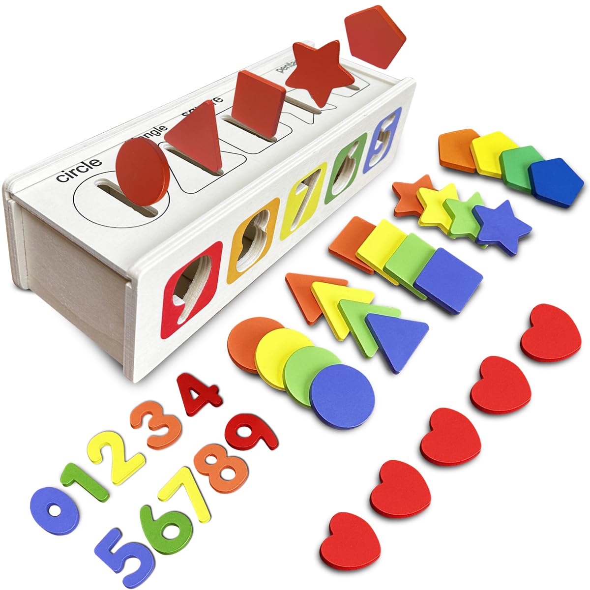 Juguetes Montessori - Juego de cajas de combinación de formas, colores y números