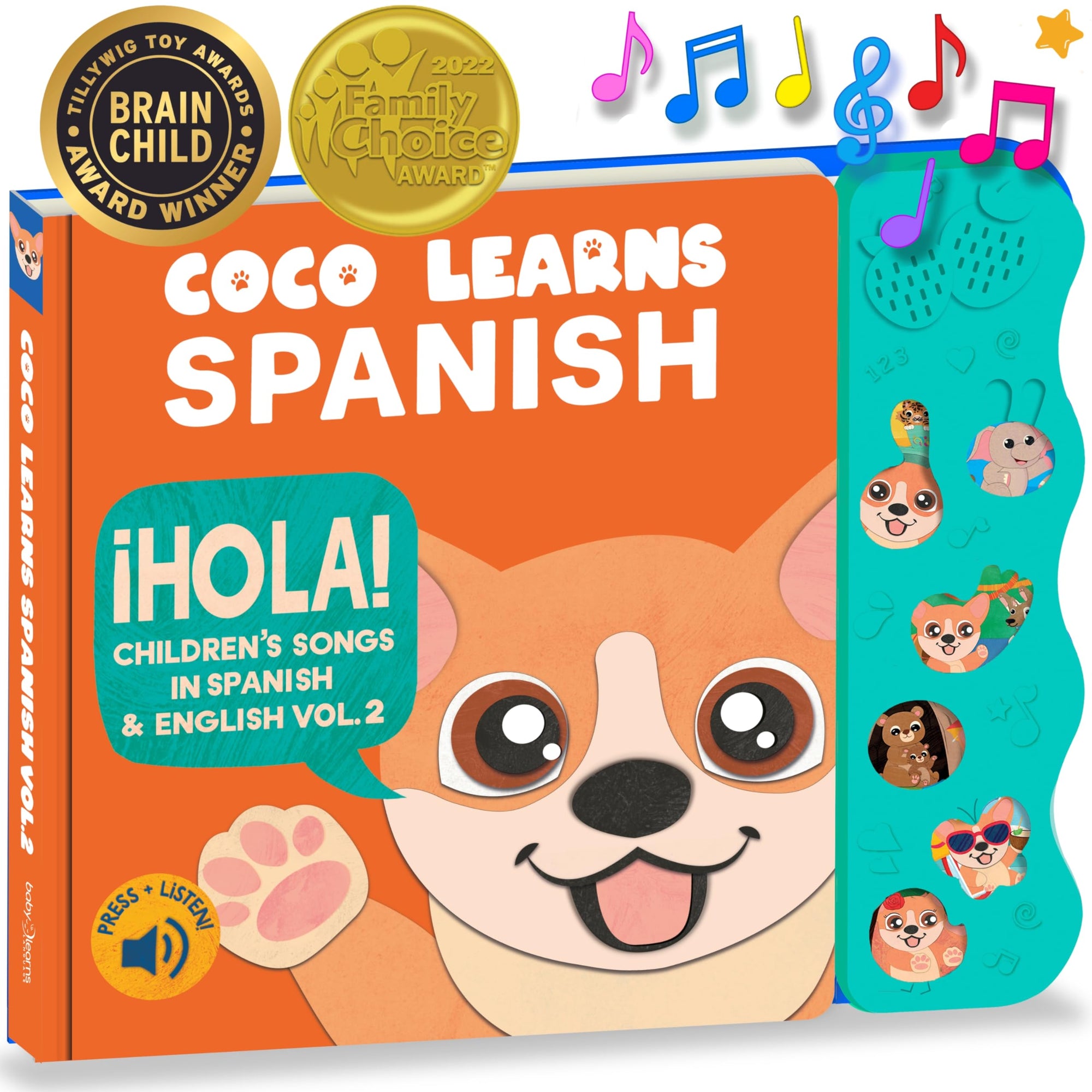 Coco Learns Spanish Vol. 2 | Libro musical en español y juguete bilingüe