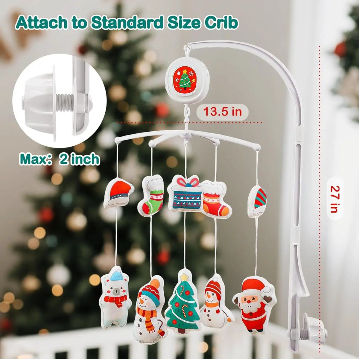 Móvil De Cuna Navideño Con Música Y Proyección Para Bebés