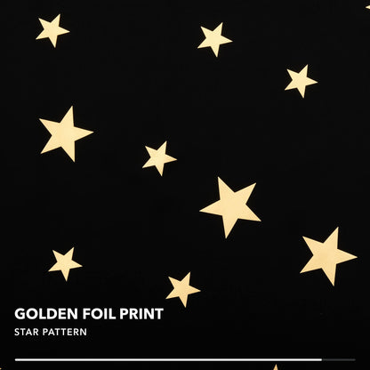 Cortinas Deconovo para habitación infantil con estampado de estrellas doradas metalizadas y efecto oscurecedor (juego de 2 paneles)