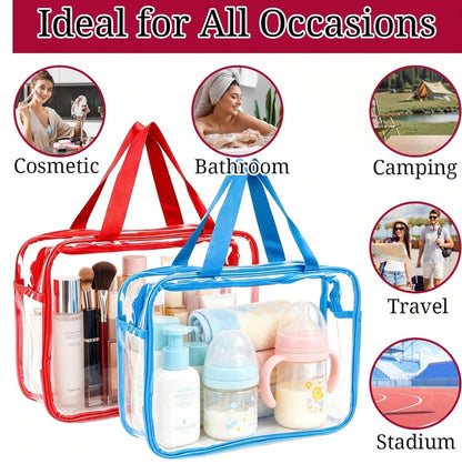 Paquete de 4 bolsas grandes de maquillaje transparente