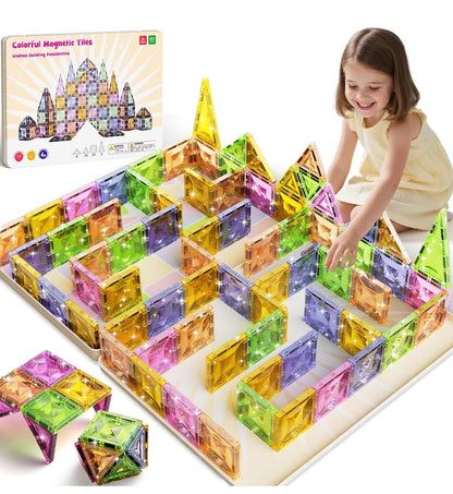 Azulejos magnéticos para niños y caja de almacenamiento de metal , 60 piezas