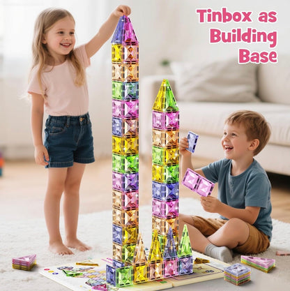 Azulejos magnéticos para niños y caja de almacenamiento de metal , 60 piezas