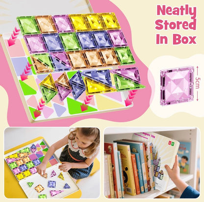Azulejos magnéticos para niños y caja de almacenamiento de metal , 60 piezas
