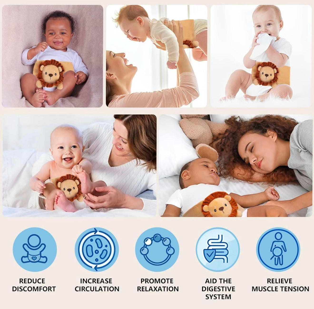 Alivio del malestar estomacal y gases del bebé Piyen