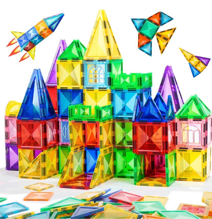 TOKBLOK 64Pcs Clear Diamond Magnetic Tiles - STEM Educational