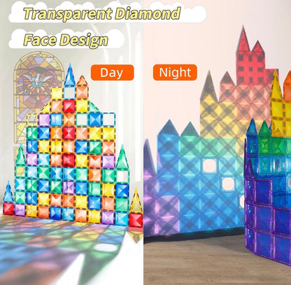 TOKBLOK 64Pcs Clear Diamond Magnetic Tiles - STEM Educational