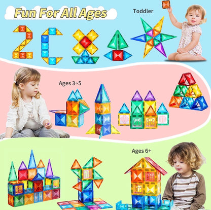 TOKBLOK 64Pcs Clear Diamond Magnetic Tiles - STEM Educational