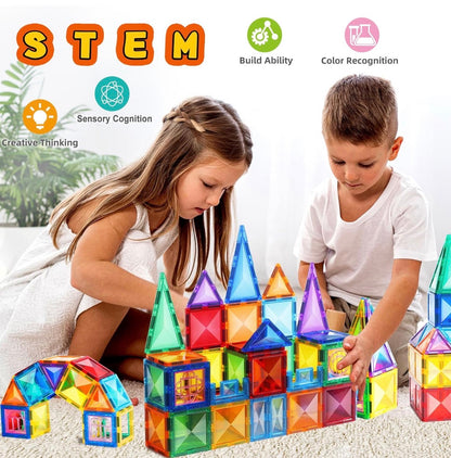 TOKBLOK 64Pcs Clear Diamond Magnetic Tiles - STEM Educational