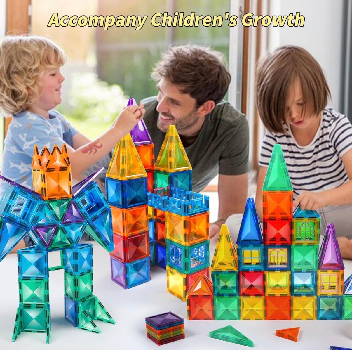 TOKBLOK 64Pcs Clear Diamond Magnetic Tiles - STEM Educational