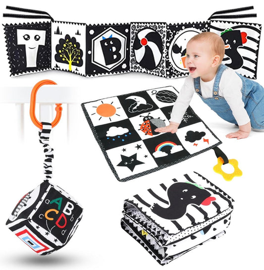 3 piezas de juguetes para bebés de alto contraste para recién nacidos