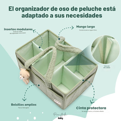 PeraBella Organizador de pañales para cambiador, cesta de almacenamiento para toallitas