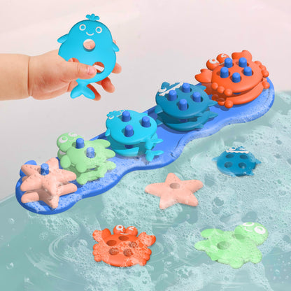 Juguetes de baño para bebés, silicona de alta calidad, sin moho