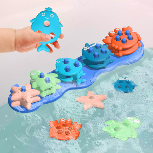 Juguetes de baño para bebés, silicona de alta calidad, sin moho