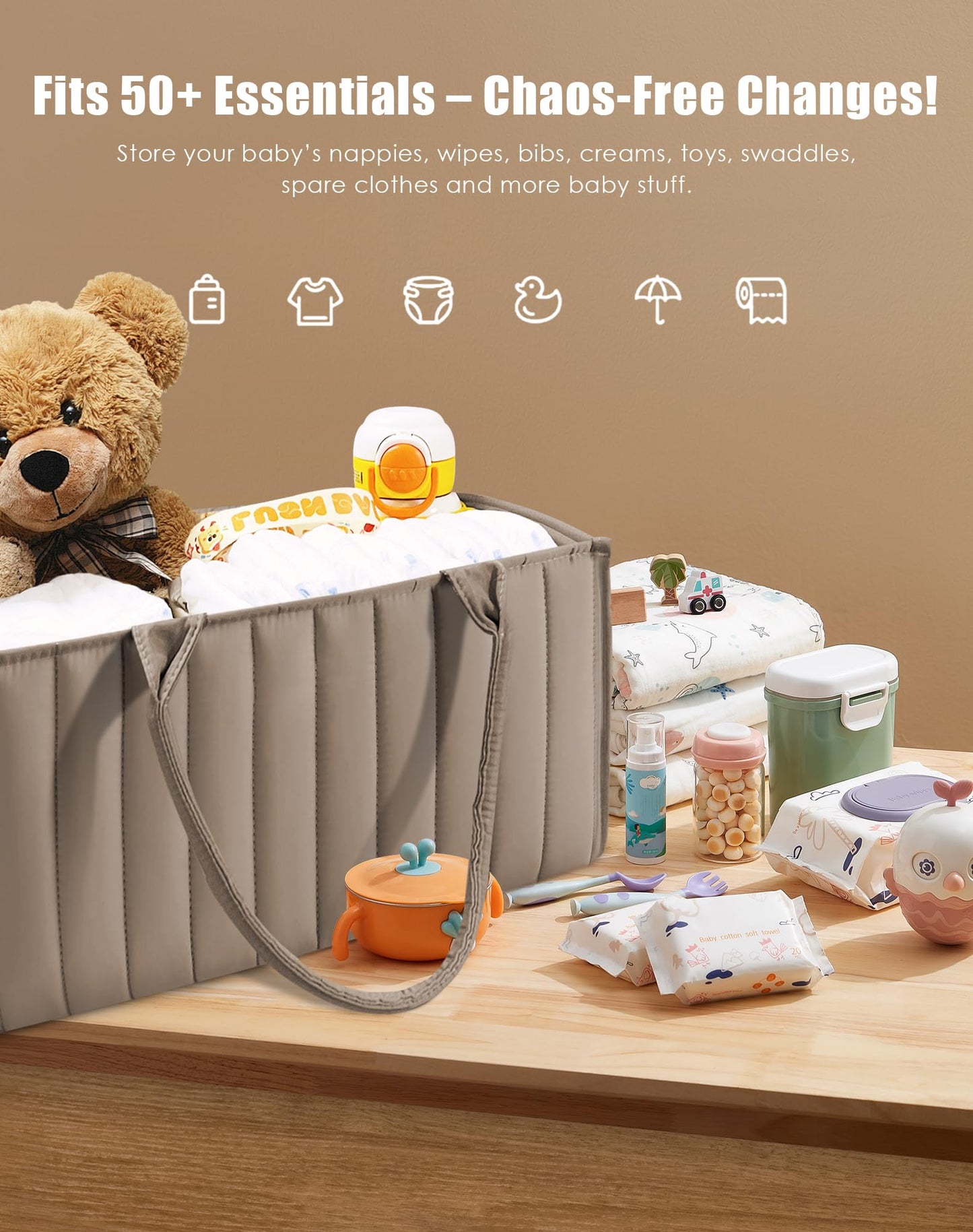 Organizador de cesta para pañales de bebé