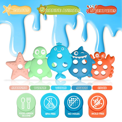 Juguetes de baño para bebés, silicona de alta calidad, sin moho
