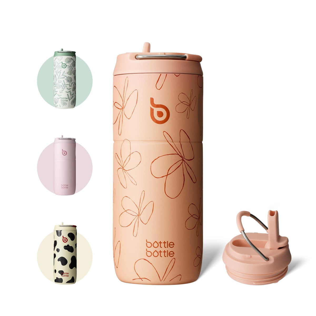 Bottlebottle Botella de acero inoxidable con pajita de 500 ml
