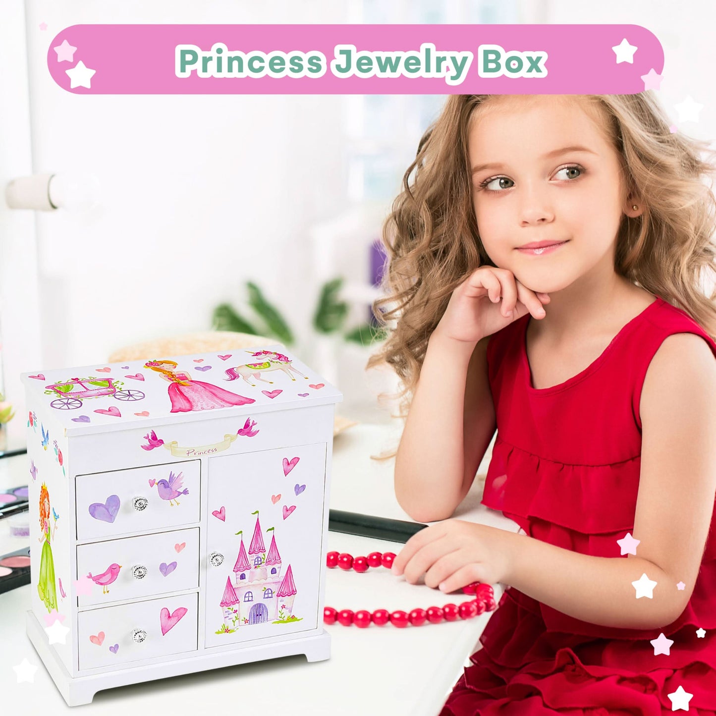 JewelKeeper - Joyero vertical con 3 cajones