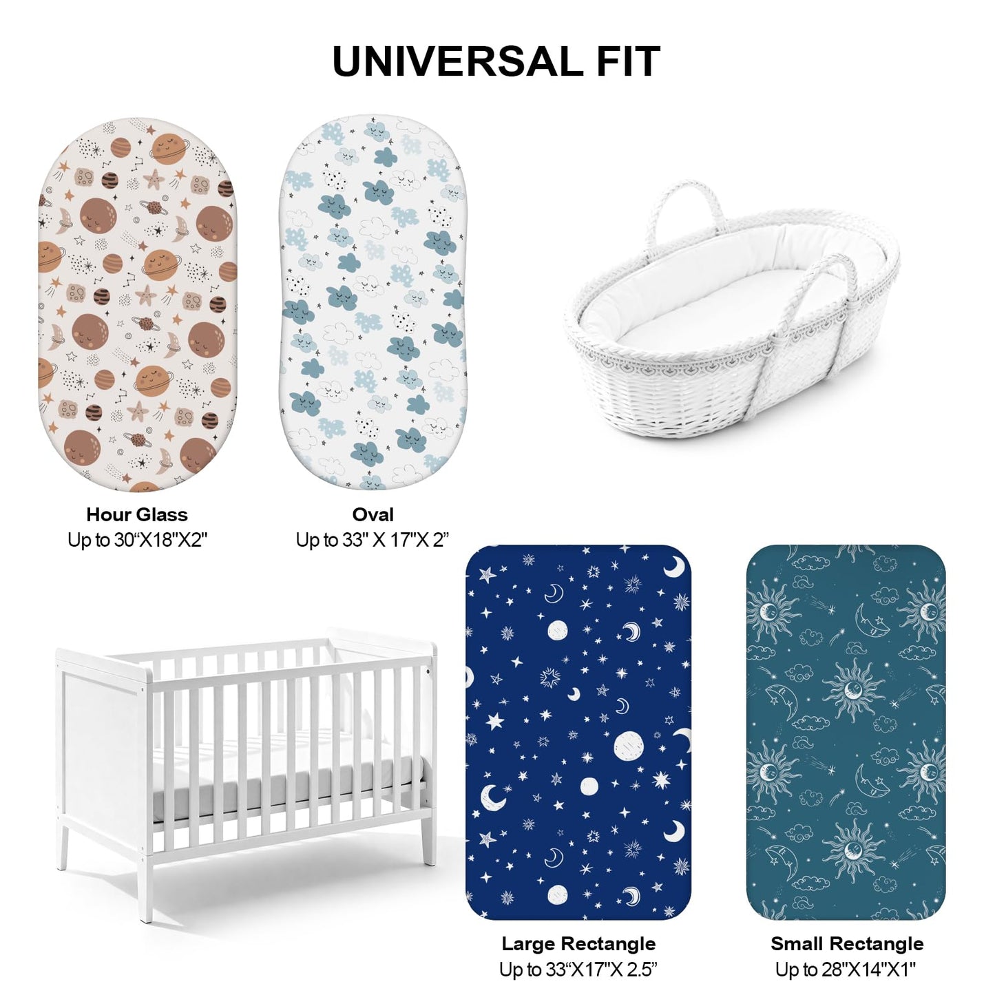 Juego de 4 sábanas de moisés para bebé niño y niña,  32 x 16 pulgadas