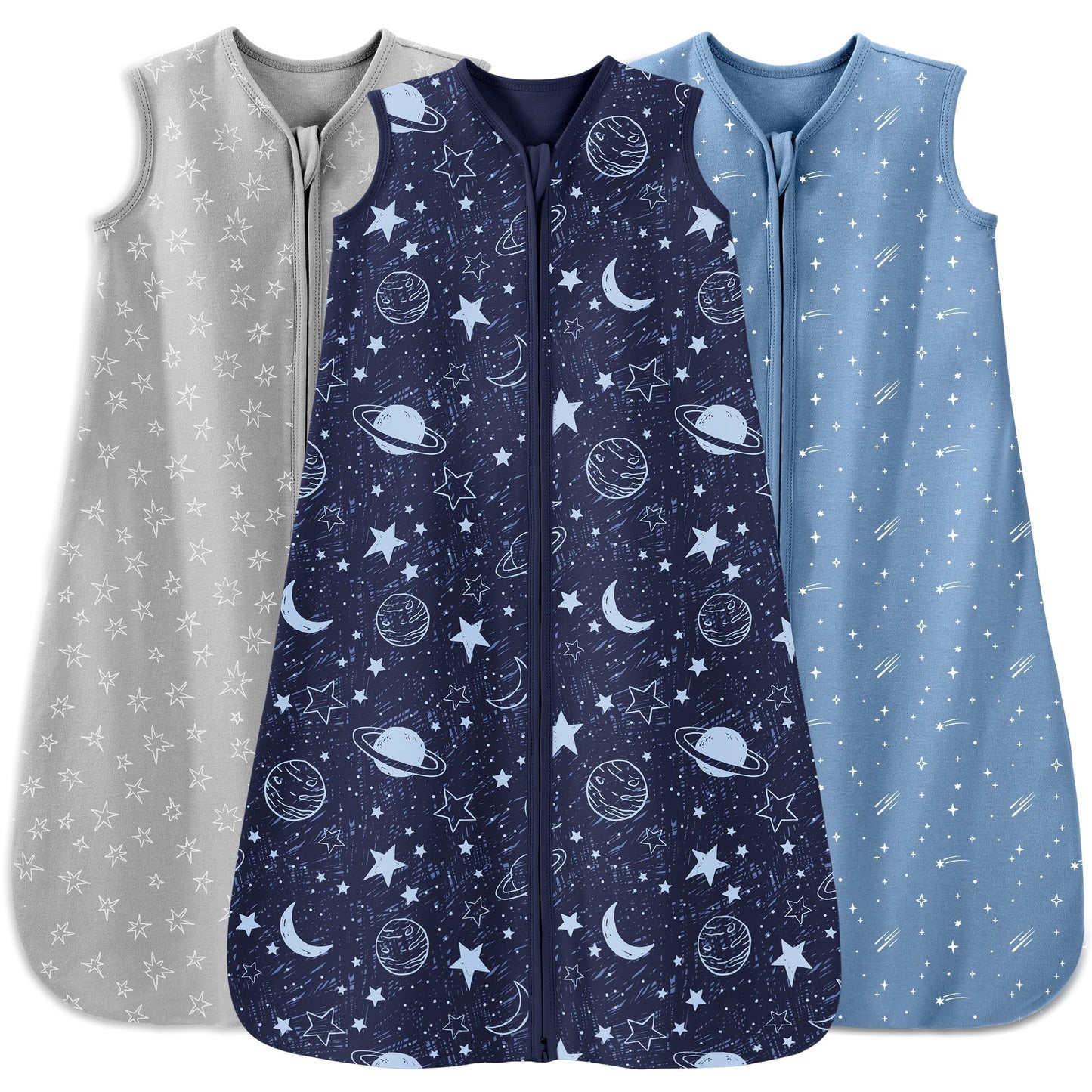 Unnivoll - Saco de dormir para bebé de 6 a 12 meses, paquete de 3 unidades, 100 % de algodón, ligero, con un TOG de 0.5