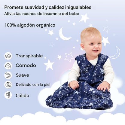 Unnivoll - Saco de dormir para bebé de 6 a 12 meses, paquete de 3 unidades, 100 % de algodón, ligero, con un TOG de 0.5