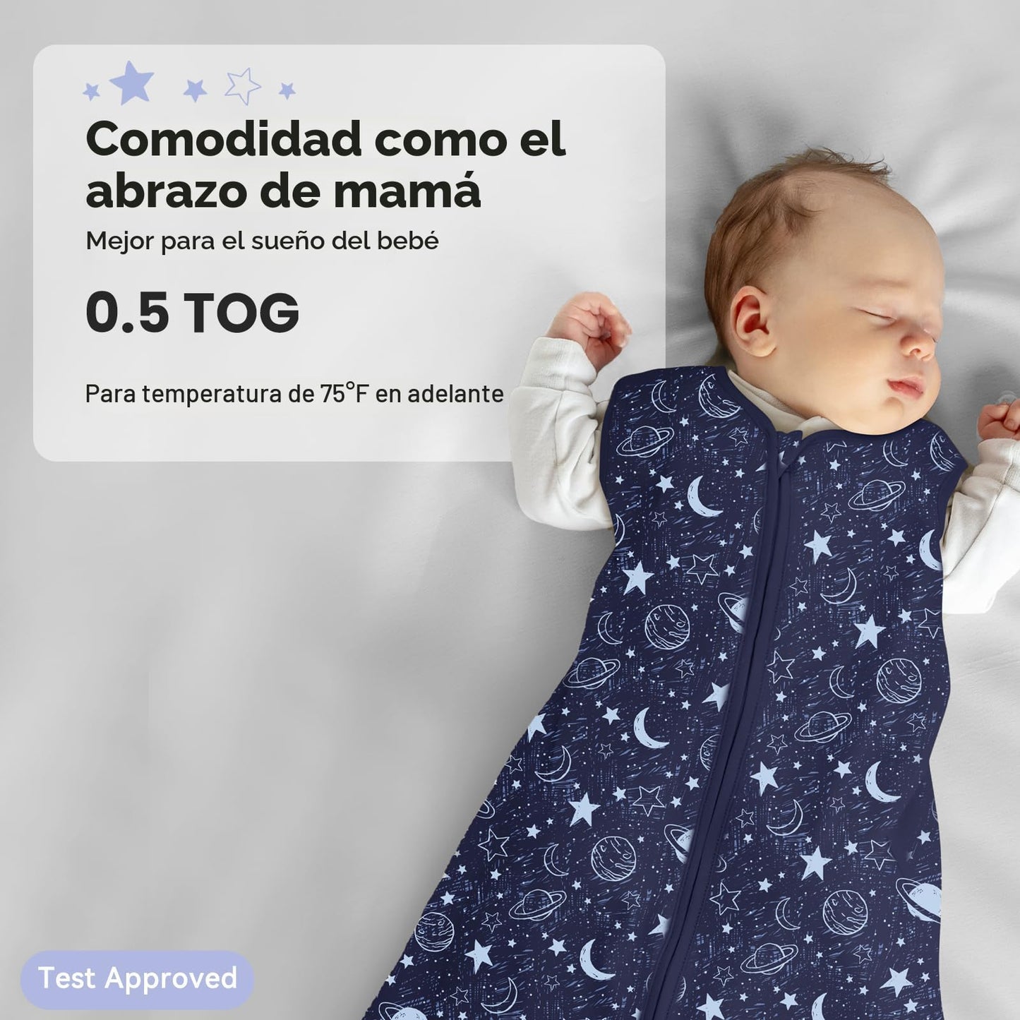 Unnivoll - Saco de dormir para bebé de 6 a 12 meses, paquete de 3 unidades, 100 % de algodón, ligero, con un TOG de 0.5