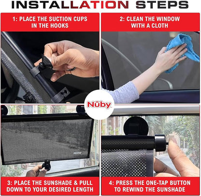 Nuby Persiana de protección solar para ventana lateral de vehículo de 14 pulgadas para bebé, paquete de 2