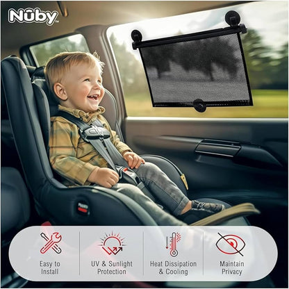 Nuby Persiana de protección solar para ventana lateral de vehículo de 14 pulgadas para bebé, paquete de 2