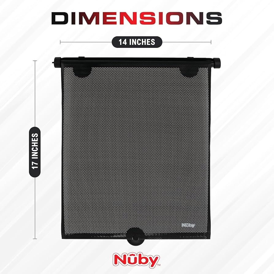 Nuby Persiana de protección solar para ventana lateral de vehículo de 14 pulgadas para bebé, paquete de 2