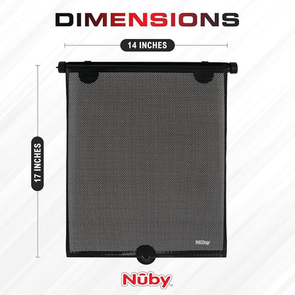 Nuby Persiana de protección solar para ventana lateral de vehículo de 14 pulgadas para bebé, paquete de 2