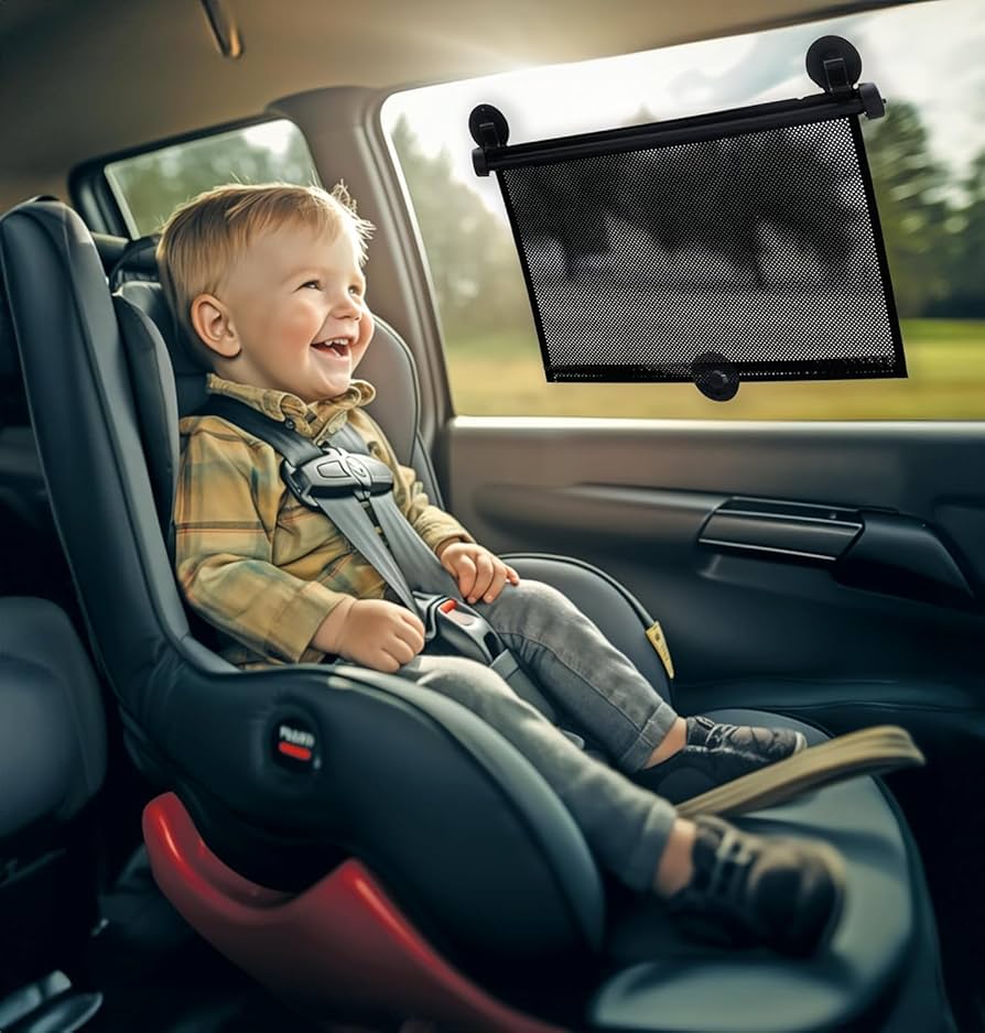 Nuby Persiana de protección solar para ventana lateral de vehículo de 14 pulgadas para bebé, paquete de 2
