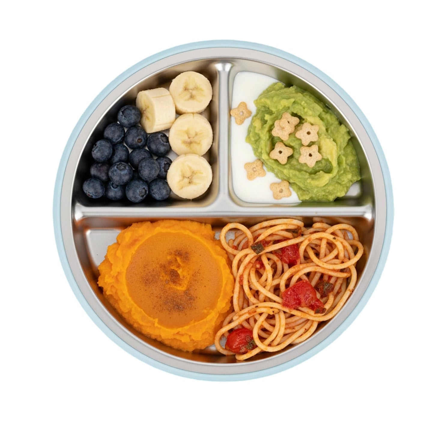 Juego de alimentación para bebés de acero inoxidable | 2 platos de succión divididos