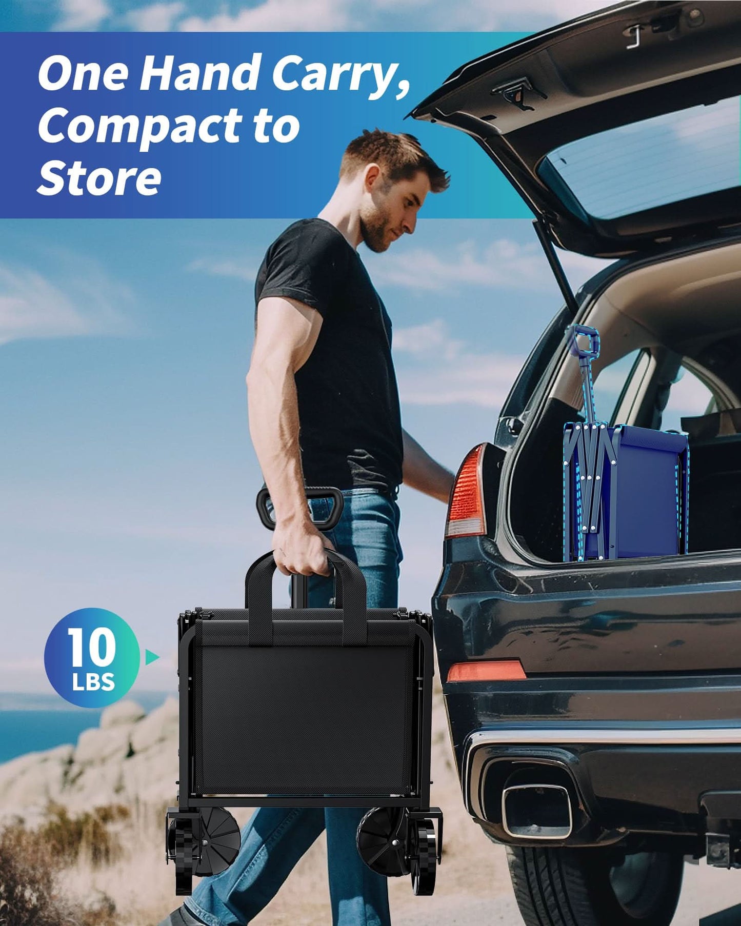 Carro plegable pequeño WiseBegan con ruedas