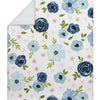 Sweet Jojo Designs Juego de ropa de cama de 4 piezas con diseño floral de acuarela azul marino y rosa, rubor, verde y blanco, diseño de flores de rosas y lunares