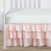 Sweet Jojo Designs Juego de ropa de cama de 4 piezas con diseño floral de acuarela azul marino y rosa, rubor, verde y blanco, diseño de flores de rosas y lunares