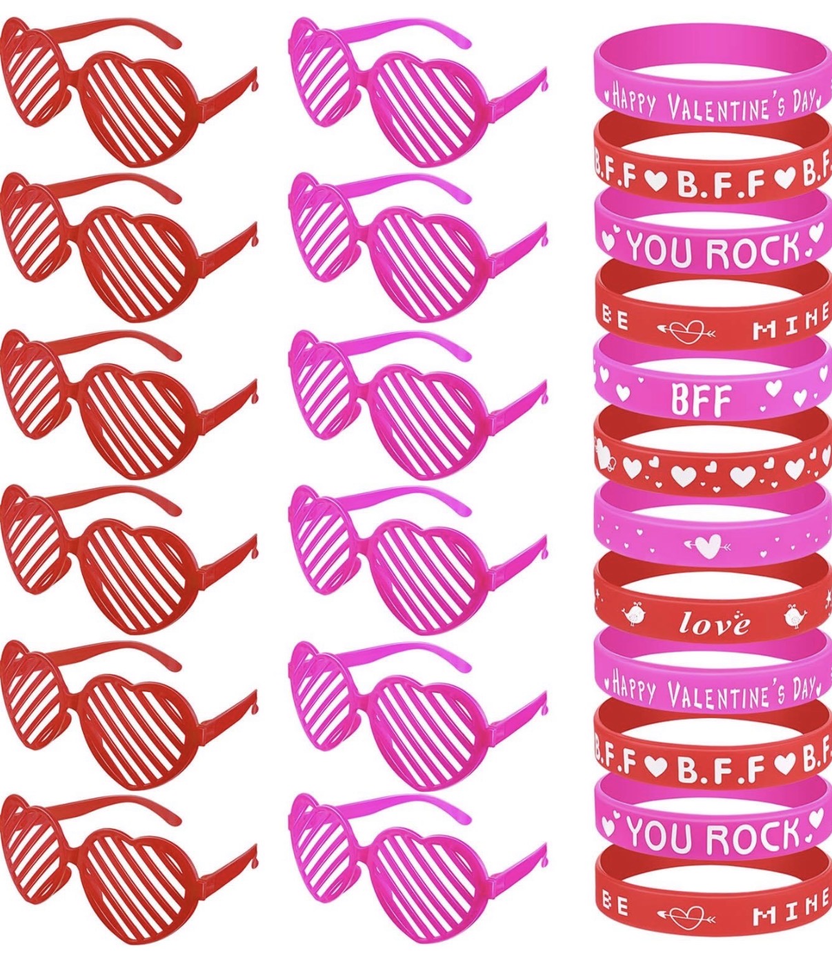 Regalos de San Valentín 12 anteojos y pulseras