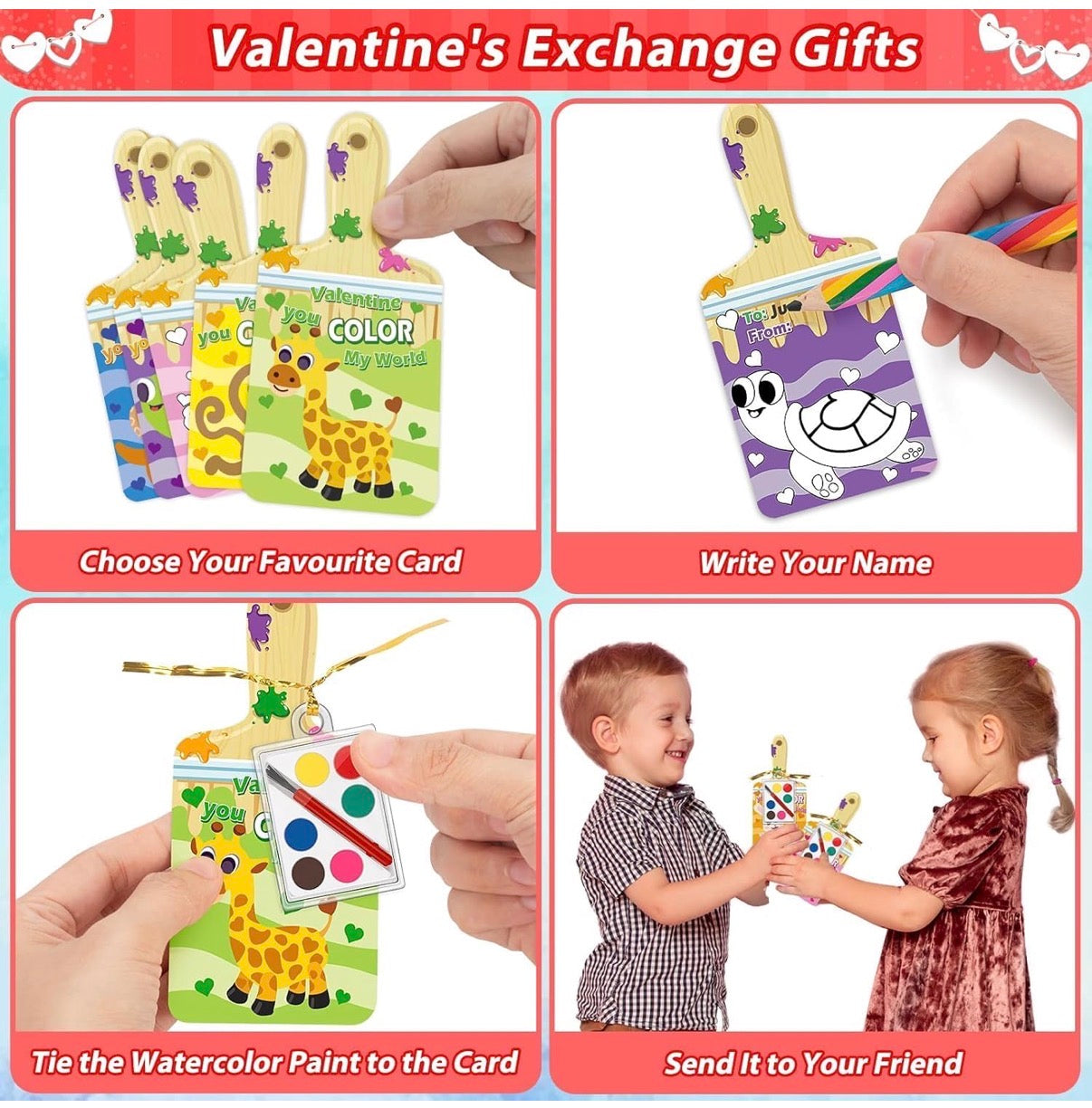 Tarjetas de San Valentín para la escuela de niños, paquete de 12