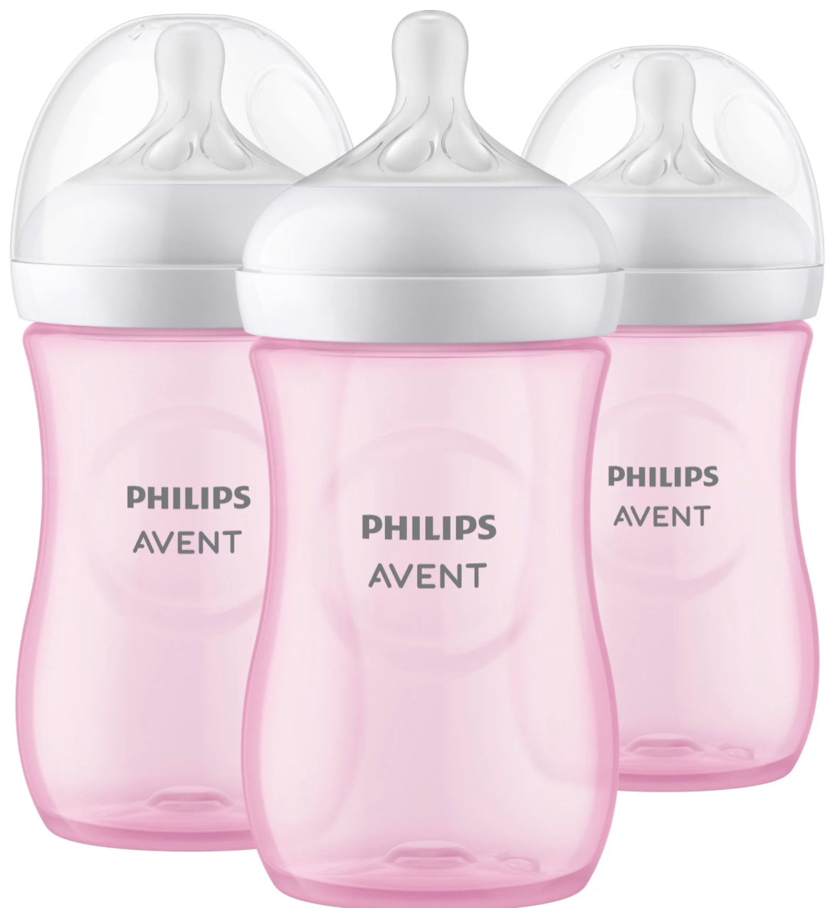 Biberón natural Philips AVENT con tetina de respuesta natural, rosado, 9 oz, paquete de 3