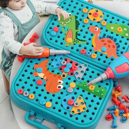 Caja de herramientas para taladro de rompecabezas de dinosaurios 3D