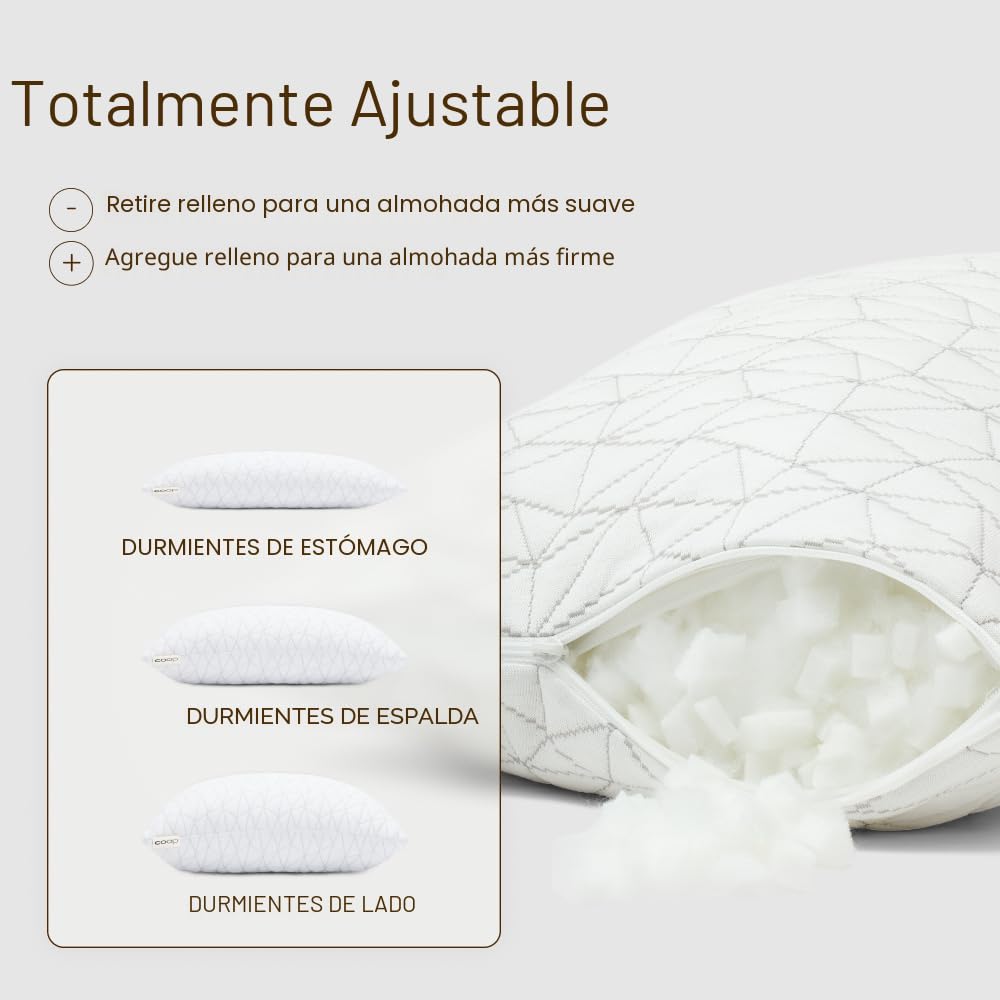 Coop Home Goods Almohada ajustable original para niños pequeños, suave, transpirable, de 19 x 13 pulgadas