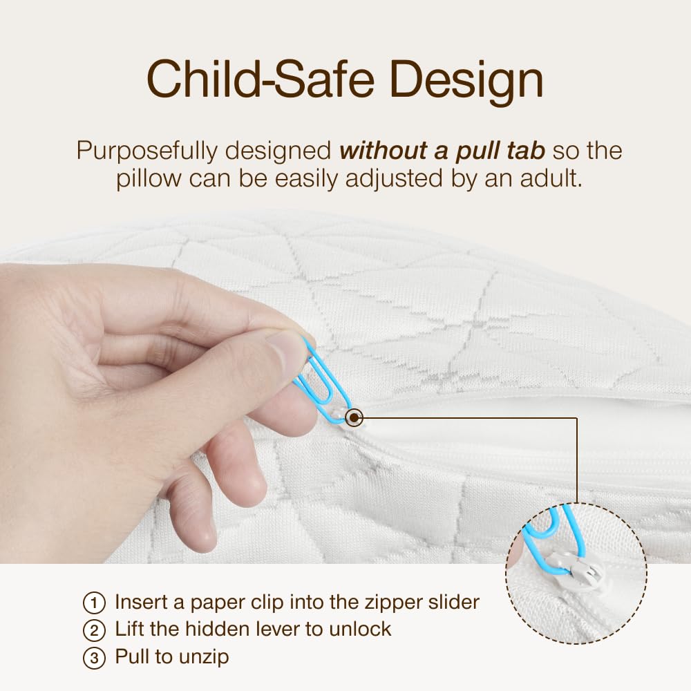 Coop Home Goods Almohada ajustable original para niños pequeños, suave, transpirable, de 19 x 13 pulgadas