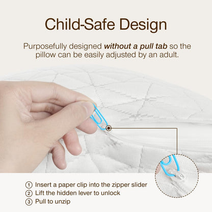 Coop Home Goods Almohada ajustable original para niños pequeños, suave, transpirable, de 19 x 13 pulgadas