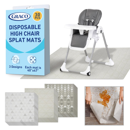 Tapetes desechables Graco Baby Splat, 3 diseños sutiles, paquete de 30 (10 de cada uno), 47" x 40"