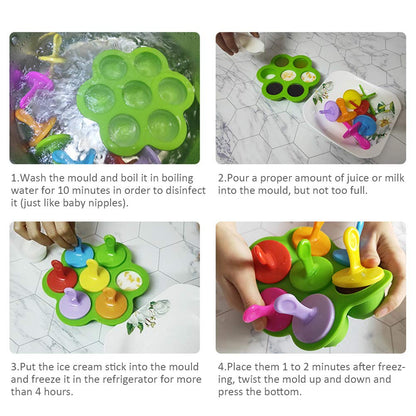Mini molde de silicona para paletas, 7 cavidades